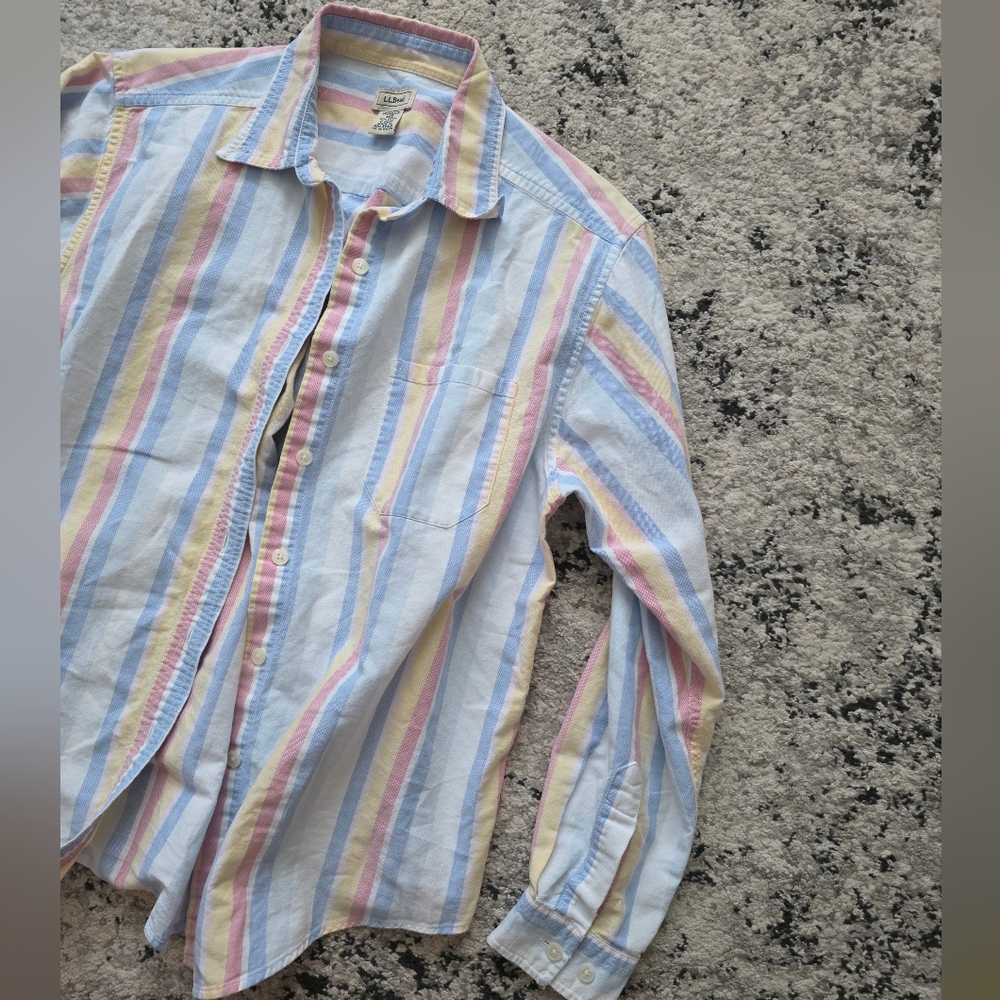 L.L. Bean Pastel Striped Button-Up Shirt
